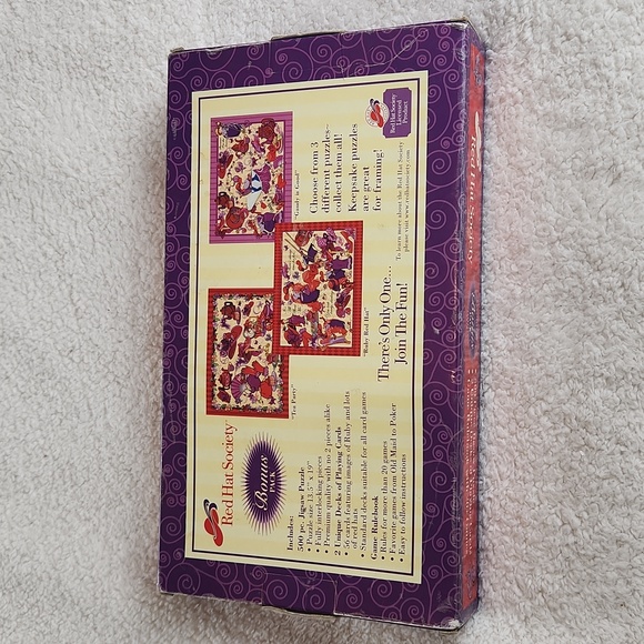 Red Hat Society Jigsaw Puzzle and Card deck & Game Book, NWT imperfect box - Picture 5 of 9